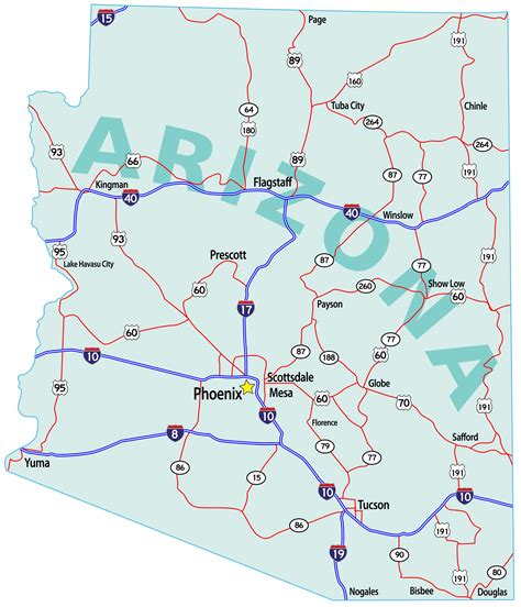 Training and Certification Options for MAP Map of Arizona with Cities
